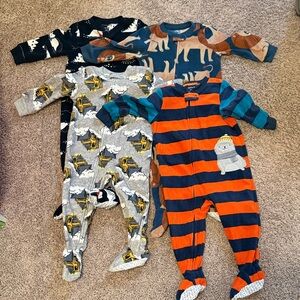 Carter's Kids One Piece Footies - Navy, Orange, Gray